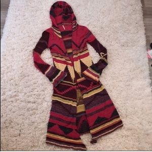 Free People Aztec hooded sweater MED